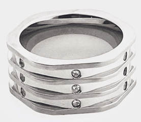 FASHION RING WITH 3 STUDS - COLO