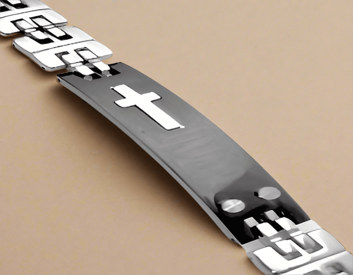 Fashion Black Cross Face Plated with Sivler X Link Bracelet 8.5 - COLO