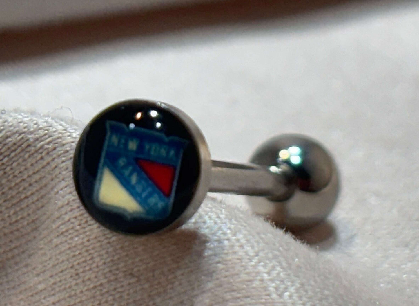 New York Rangers NHL 3D Tongue Ring – Titanium Logo Barbell - COLO