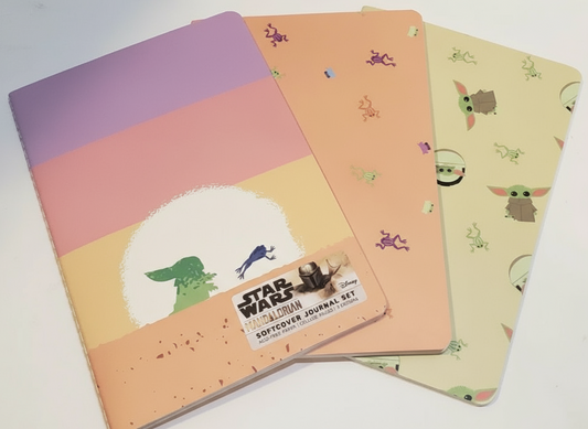 Star Wars The Mandalorian Journal & Notebook Set – 3-Pack Featuring Grogu (Baby Yoda) and Sorgan Frog Designs