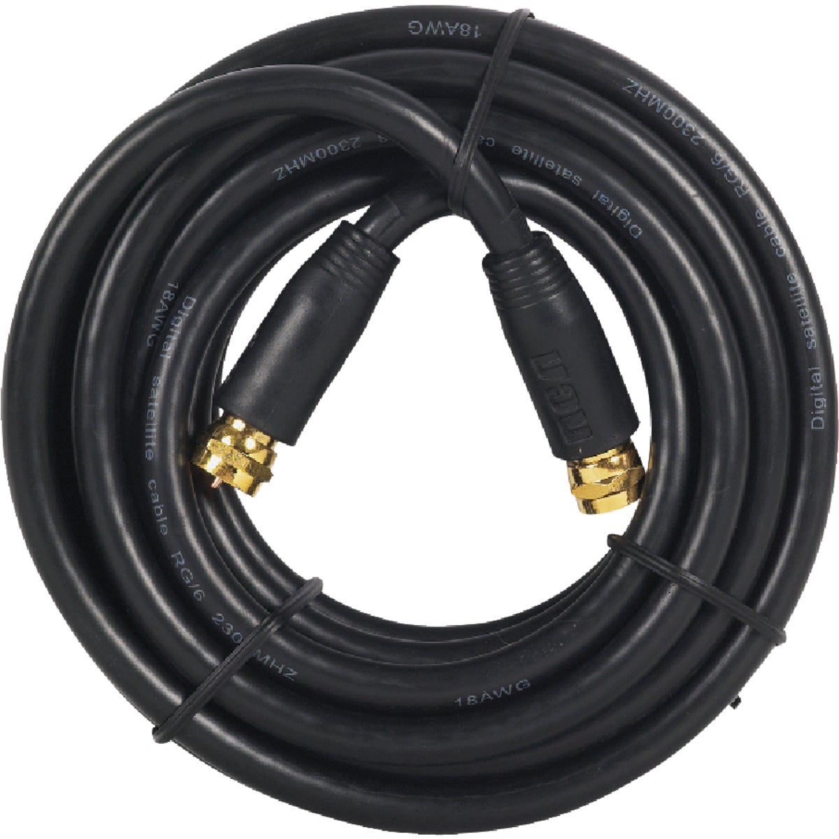 RCA RG6 Coaxial Cable with F-Connectors – 6 Feet (Black)