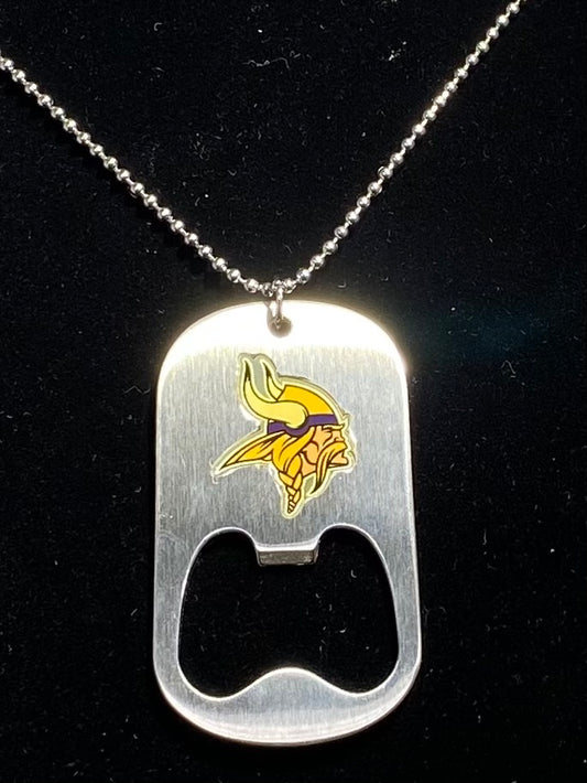 Minnesota Vikings Dog Tag Necklace with bottle opener