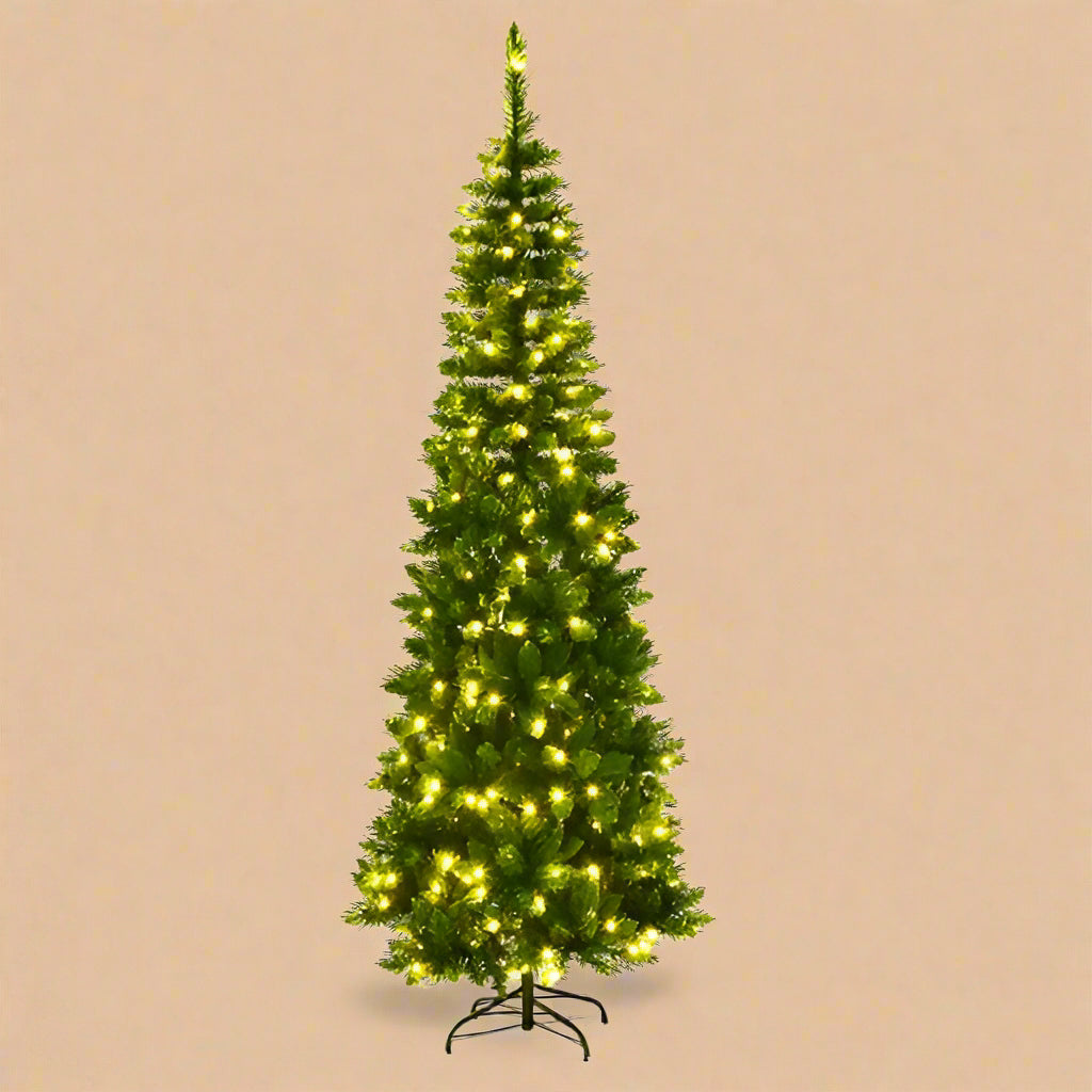 Pre-Lit 7.5ft Pencil Christmas Tree with 350 White Lights