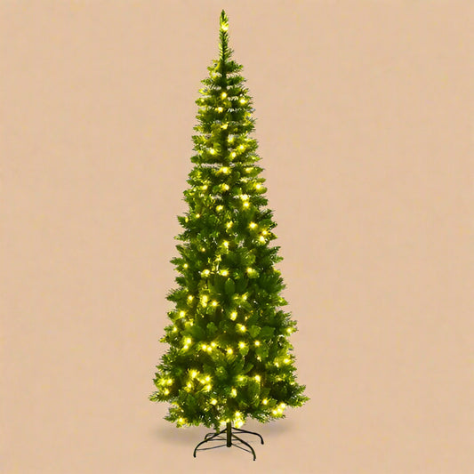 Pre-Lit 7.5ft Pencil Christmas Tree with 350 White Lights