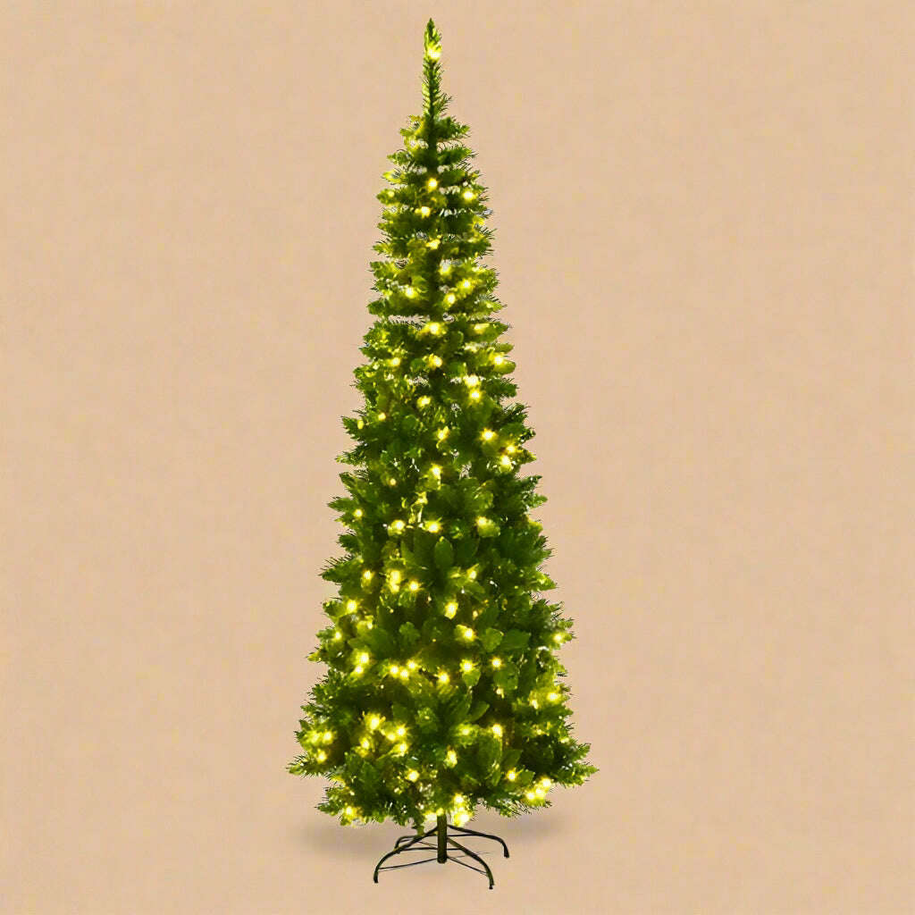 Pre-Lit 7.5ft Pencil Christmas Tree with 350 White Lights - COLO