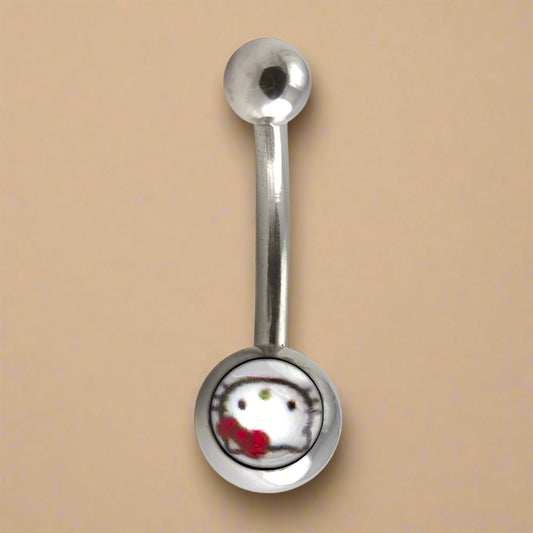 Hello Kitty White Curved Eyebrow Piercing – 16G