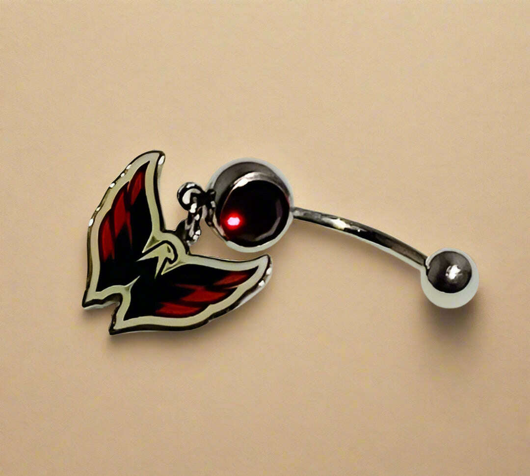 Washington Capitals silver stainless steel belly rings - COLO