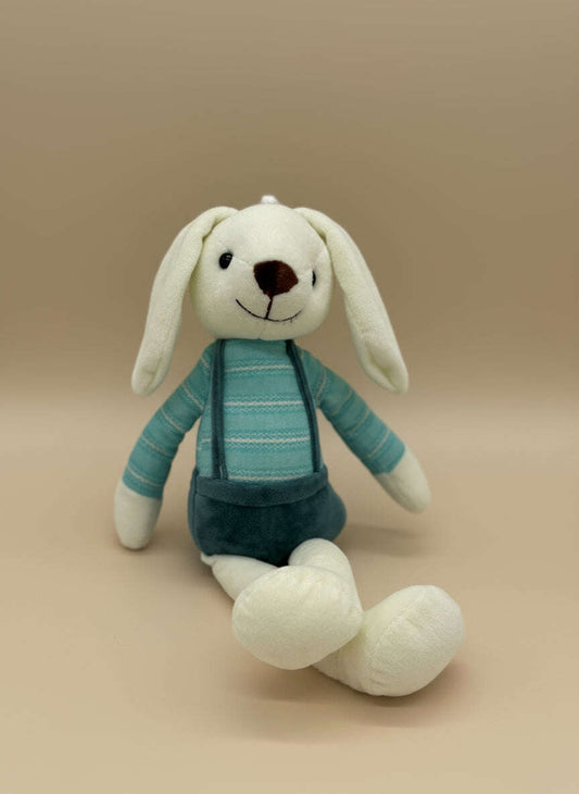 Soft Plush Bunny Rabbit in Blue Clothes Stuffed Animal Toy – Medium Size (10" to 14") - COLO