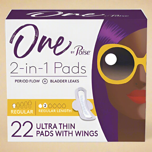 One by Poise 2-in-1 Pads with Wings – Regular Absorbency, 22 Count