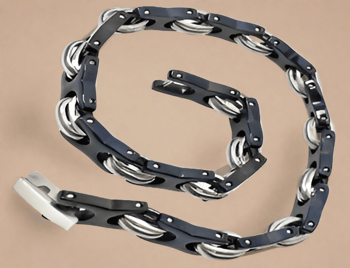 Fashion Black and Silver Plated H Link Bracelet 8.5 - COLO