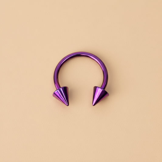 Dark Purple Titanium Horseshoe Piercing Ring – 5mm Cone