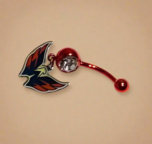 Washington Capitals red stainless steel belly rings