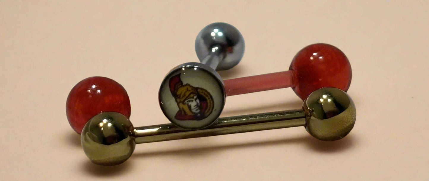 Officially Licensed NHL Ottawa Senators Logo Tongue Ring Set - COLO