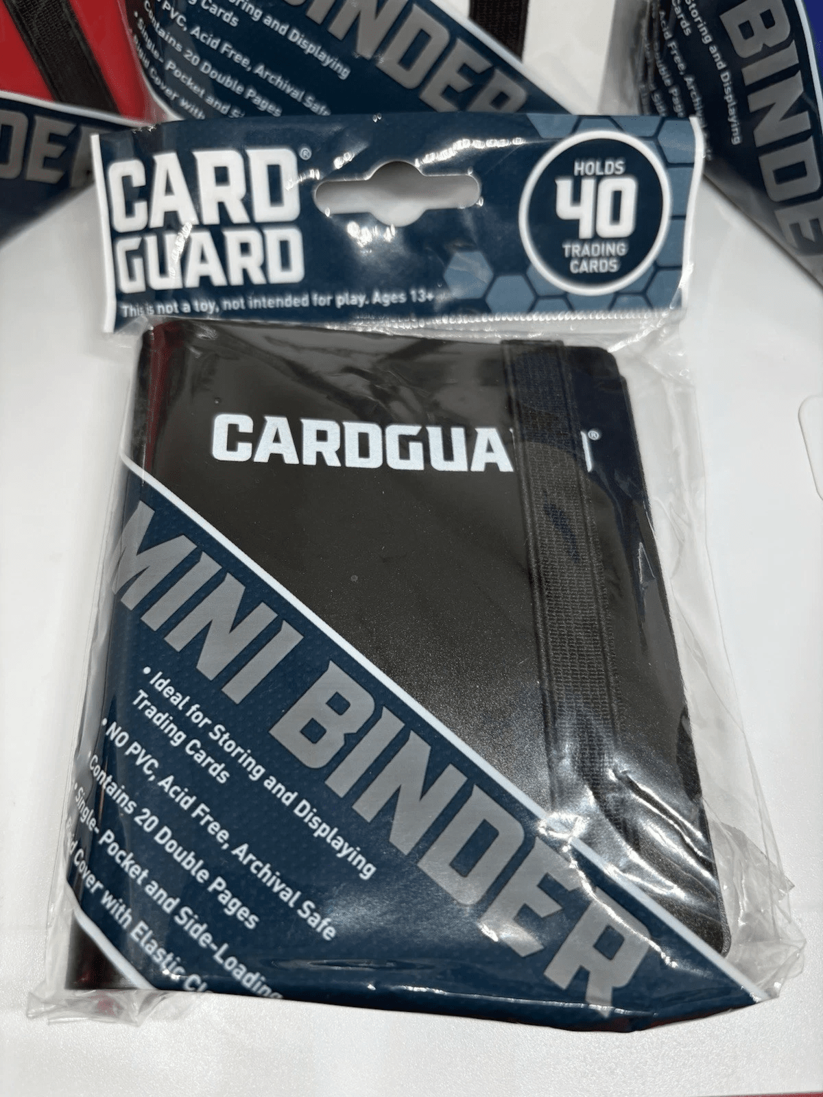 3 Card Guard Mini Binder with Strap – Black (Holds 40 Trading Cards) - COLO