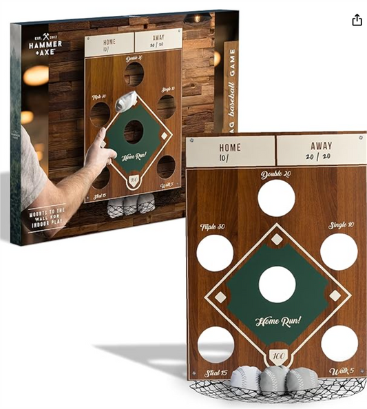 Hammer + Axe Two-Player Bean Bag Toss Baseball Game – Dry-Erase Wall Target Set