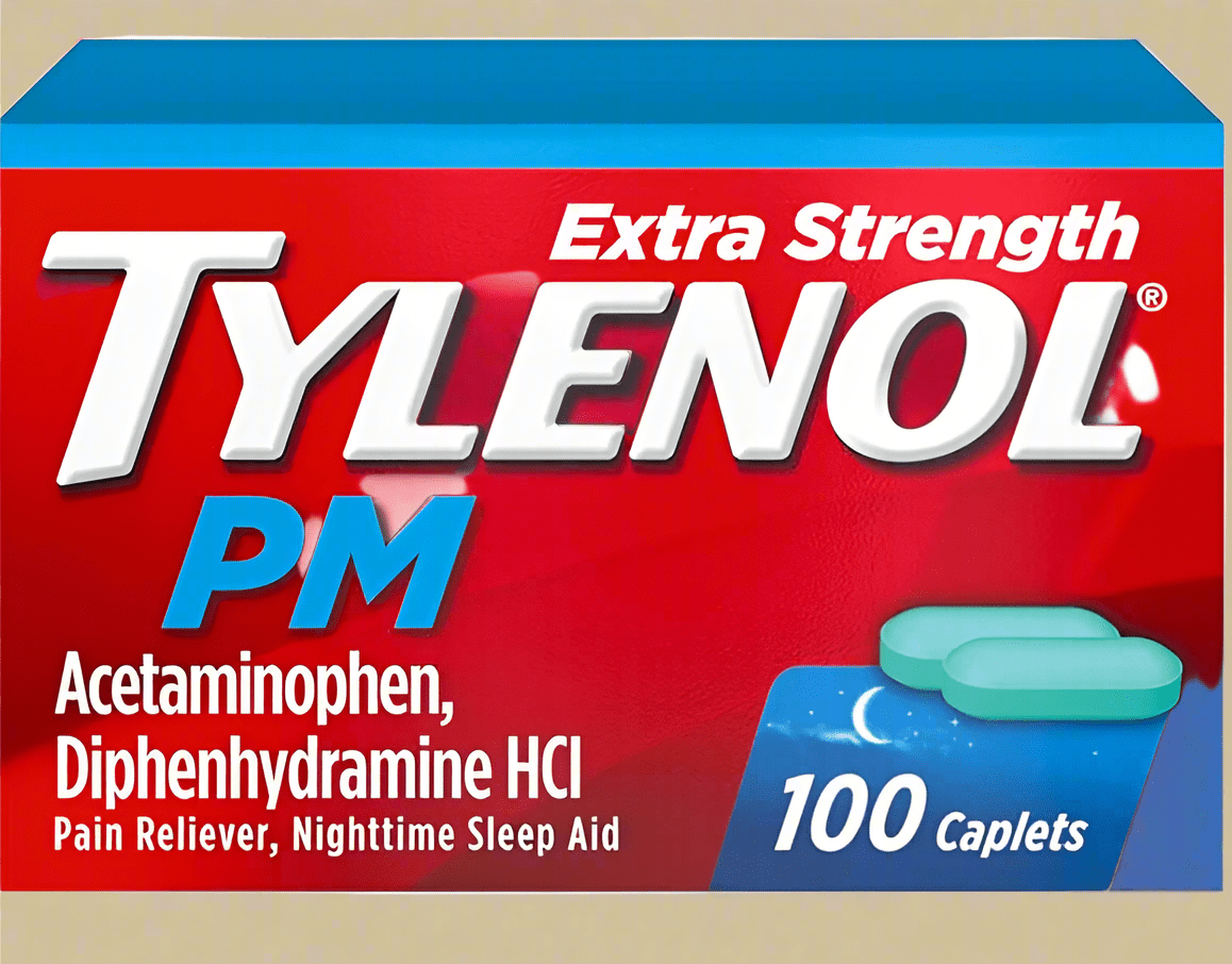 Tylenol PM Extra Strength Nighttime Pain Reliever & Sleep Aid Caplets, 500mg Acetaminophen & 25mg Diphenhydramine HCl, Non-Habit Forming, 100 Count - COLO
