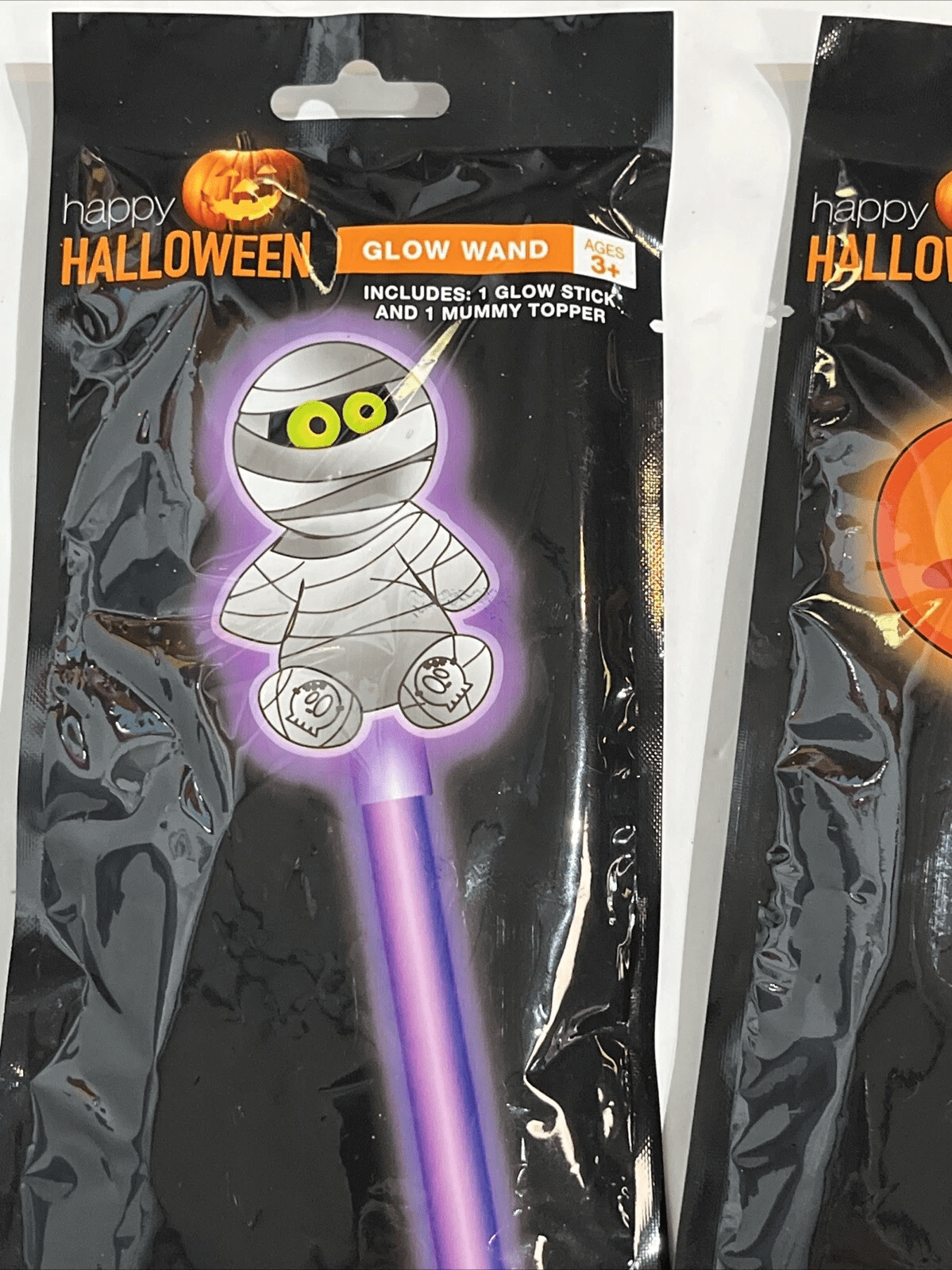 Happy Halloween Glow Wand Stick Set – 3-Pack with Fun Character Toppers - COLO