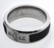 JEWELRY FASHION Black Wire Stone Cross