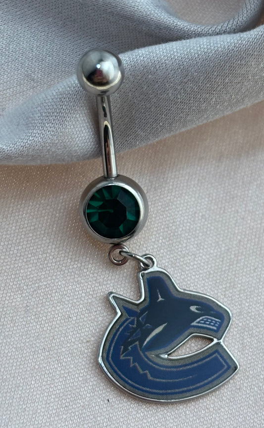 Vancouver Canucks NHL Dangle Belly Ring – Stainless Steel