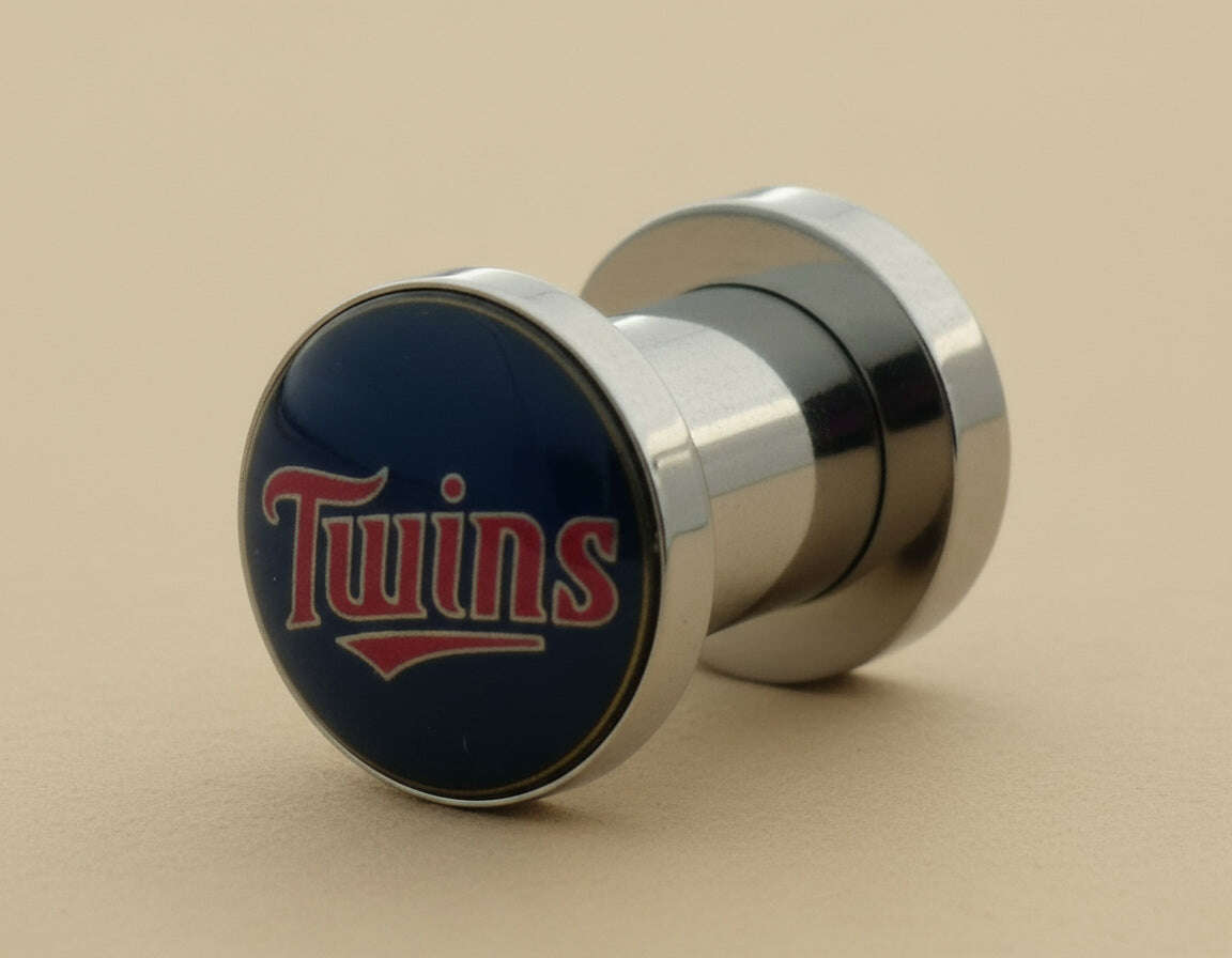 Licensed MLB Minnesota Twins Screw-On Fit Surgical Steel 2G 6mm Ear Plugs Flesh Tunnels Earlets - COLO