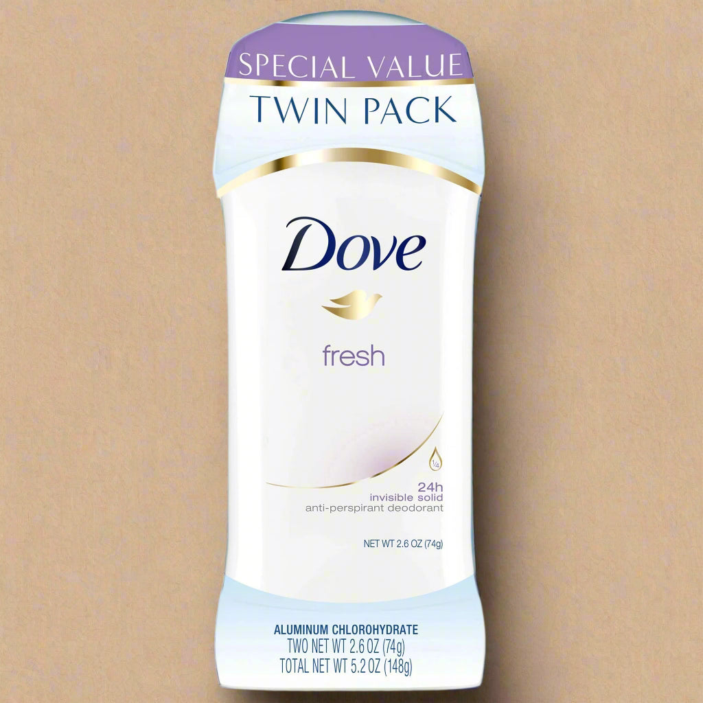 Dove Antiperspirant Deodorant – Fresh Scent, Invisible Solid (Twin Pack, 2 x 2.6 oz)