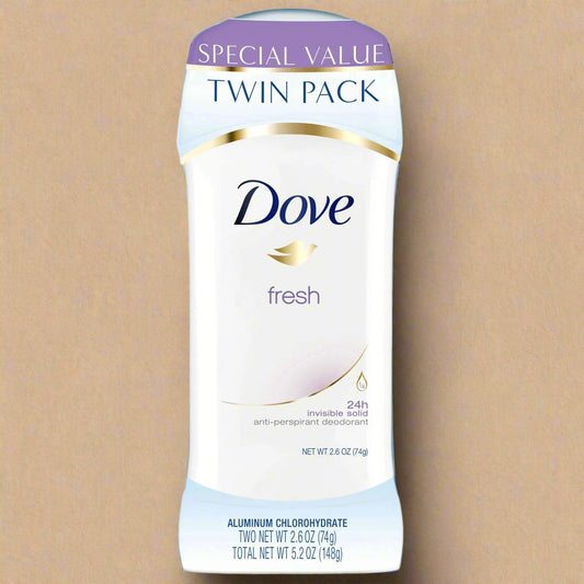 Dove Antiperspirant Deodorant – Fresh Scent, Invisible Solid (Twin Pack, 2 x 2.6 oz)
