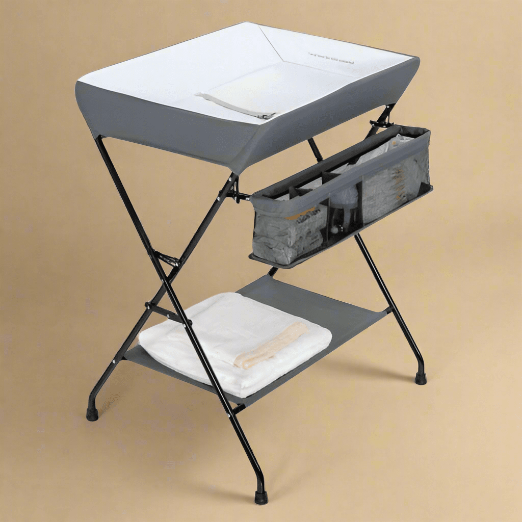 Foldable Baby Diaper Changing Table with Storage – Gray - COLO