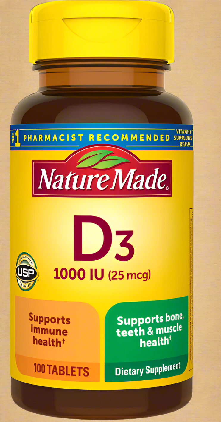 Nature Made Vitamin D3 1000 IU (25 mcg), Bone Health and Immune Support Tablet - COLO