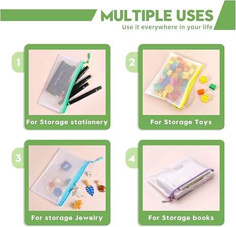 13-Piece Mesh Zipper Pouch Set – Assorted Sizes & Colors - COLO