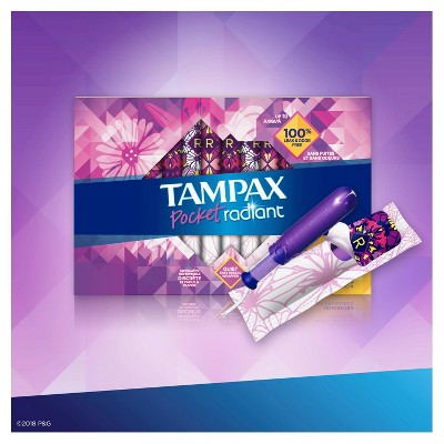 Tampax Pocket Radiant Compact Tampons – Regular Absorbency, 14 Count