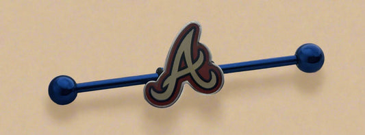 Licensed MLB Blue Anodized Atlanta Braves Industrial Barbell