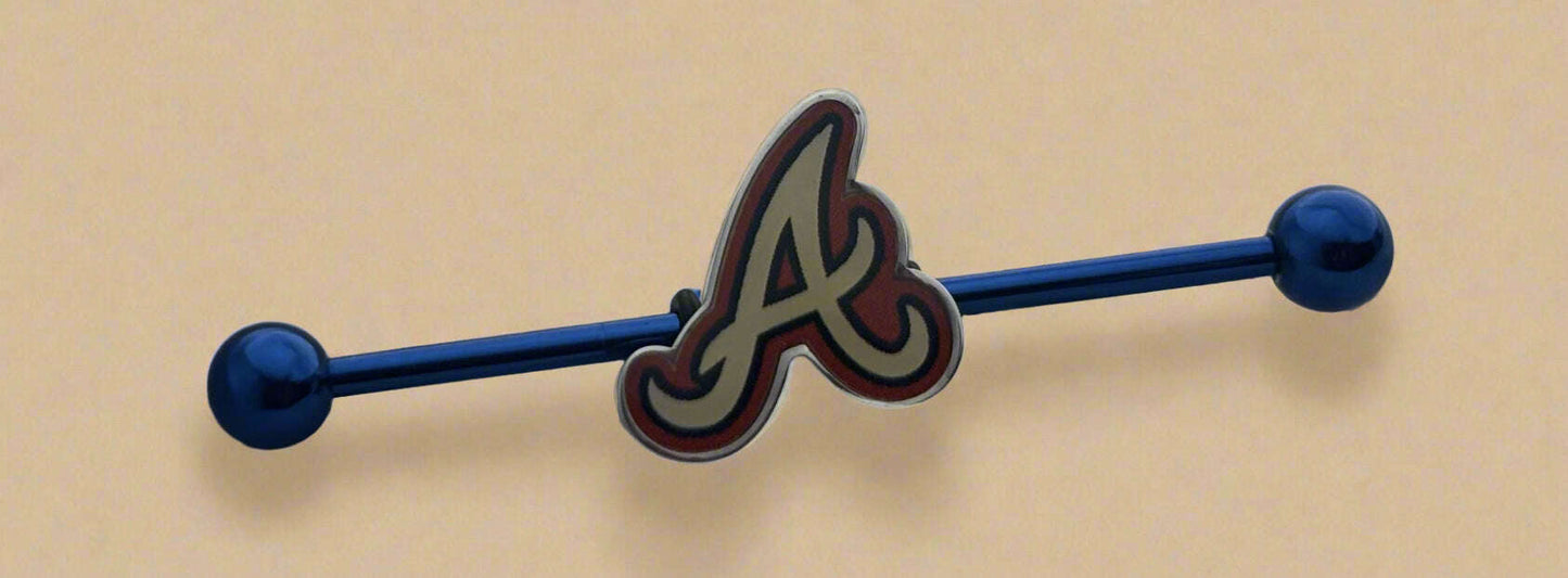 Licensed MLB Blue Anodized Atlanta Braves Industrial Barbell - COLO