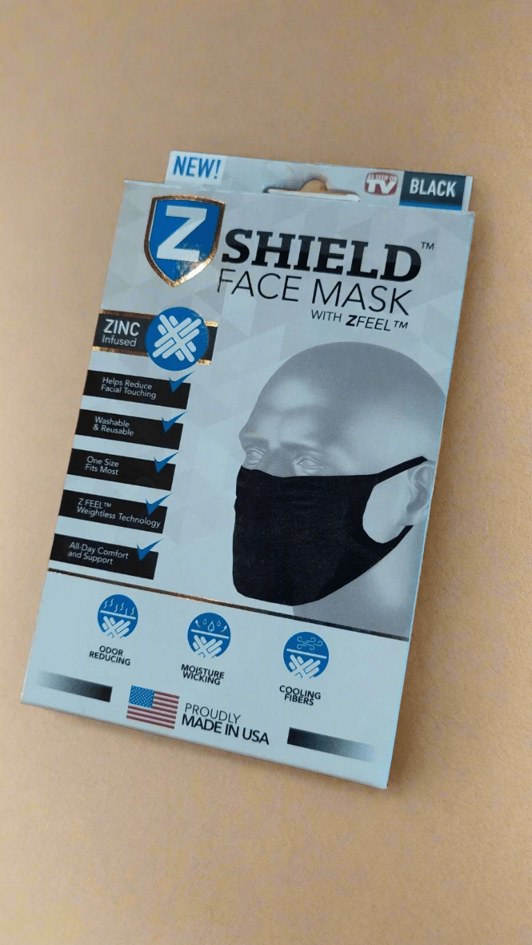 Z Shield™ Face Mask with ZFeel™ – Zinc Infused, Black - COLO