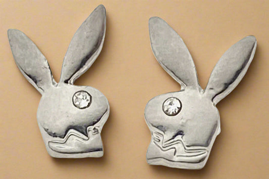 Playboy Bunny Stud Earrings – Stainless Steel with Crystal Accent - COLO
