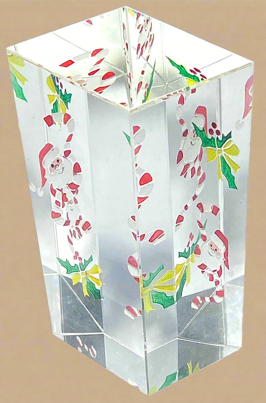Santa Claus & Candy Cane Acrylic Block