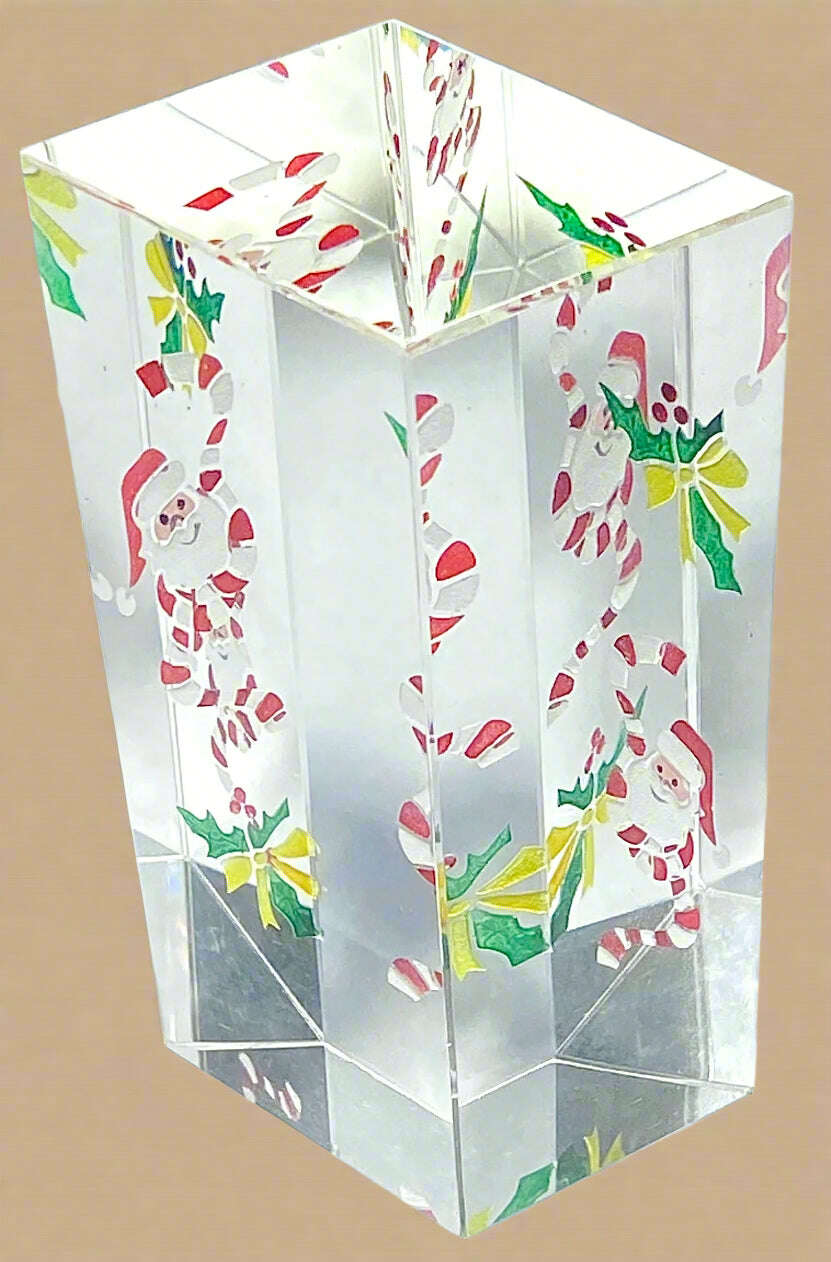 Santa Claus & Candy Cane Acrylic Block - COLO