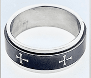 FASHION Black Enamel wirt White Crosses Ring - COLO