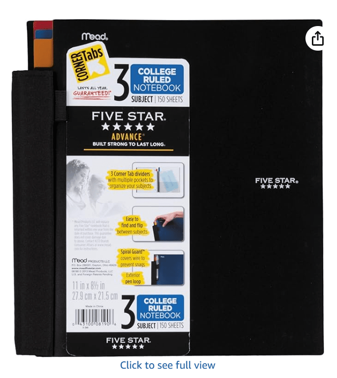 Five Star Wirebound Notebooks – 2-Pack (One Blue, One Black), College Ruled, Durable Poly Covers - COLO