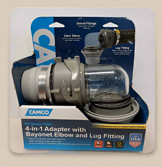 Camco RV Hose Adapter and Easy Slip Lug Fittings 4‑in‑1 Elbow Kit, One Size (39214)
