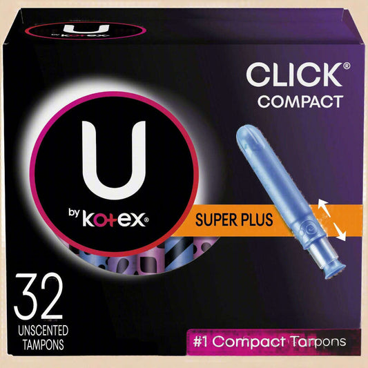 U by Kotex Click® Compact Tampons – Super Plus Absorbency, 32 Count - COLO
