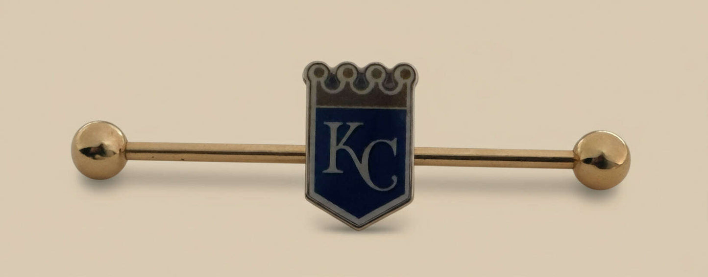 Licensed Mlb Gold Anodized Kansas City Royals Industrial Barbell - COLO