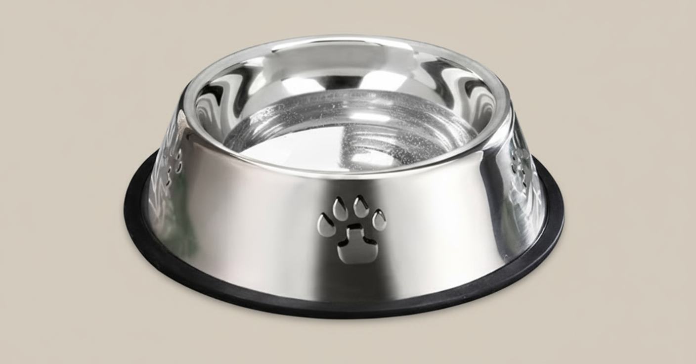 Stainless Steel Pet Bowl – Non-Slip Base, Stackable Food & Water Dish