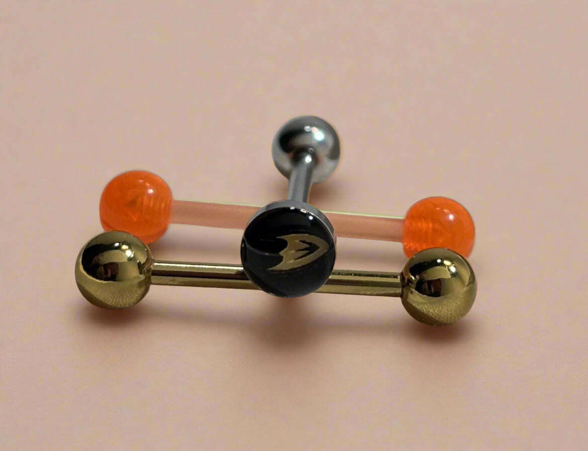 Officially Licensed NHL Mighty Ducks of Anaheim Logo Tongue Ring Set - COLO