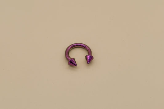 Large Chrome Pink Titanium Horseshoe Piercing Ring – 5mm Cone