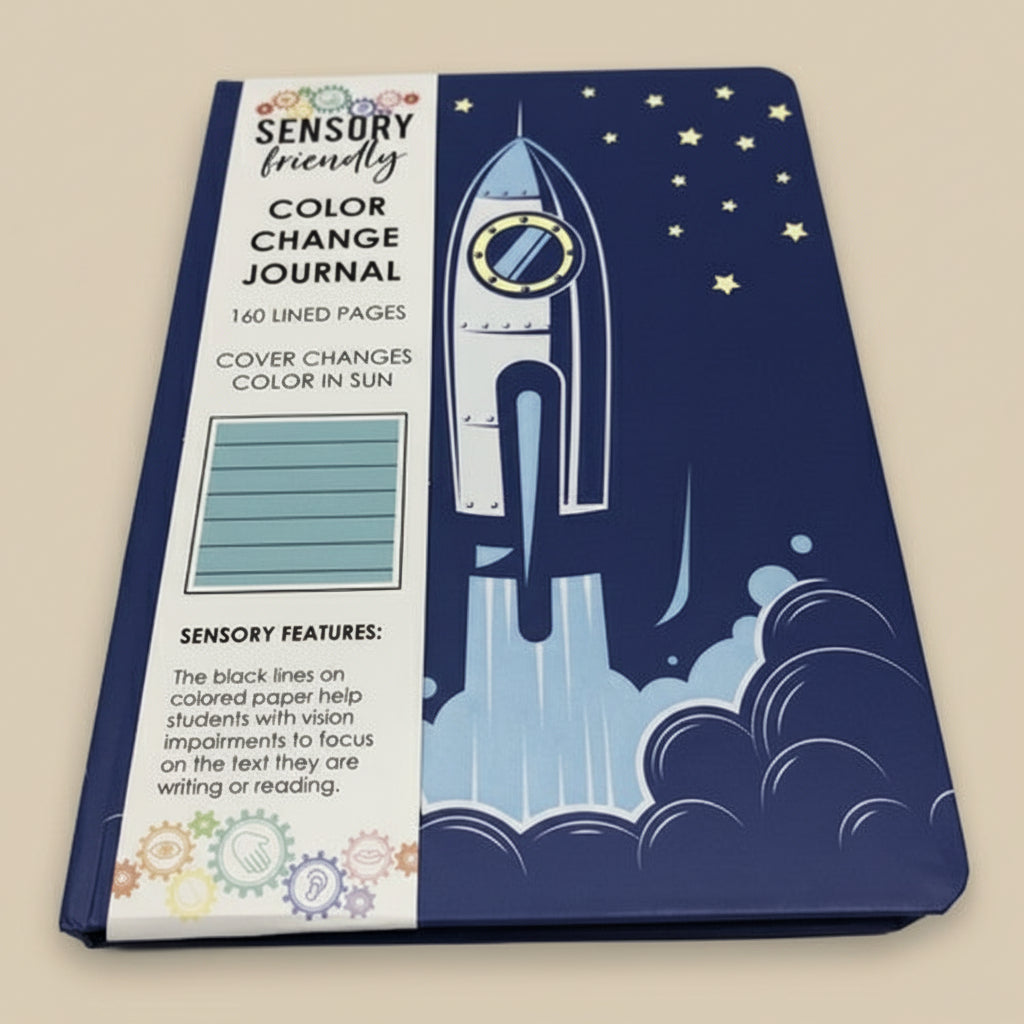 Sensory-Friendly Color Change Journal – 160 Pages, Sunlight Reactive Rocket Design