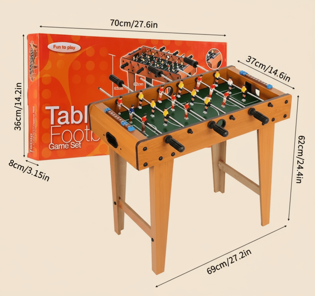68.58cm Wooden Tabletop Soccer Game – Compact Foosball Table with 2 Balls - COLO