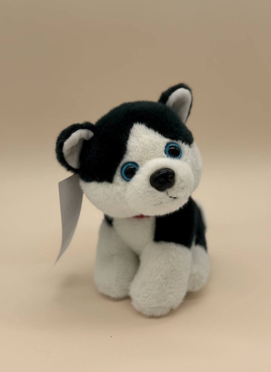 Black and White Husky Small Plush Toy – Cute Puppy Stuffed Animal Doll