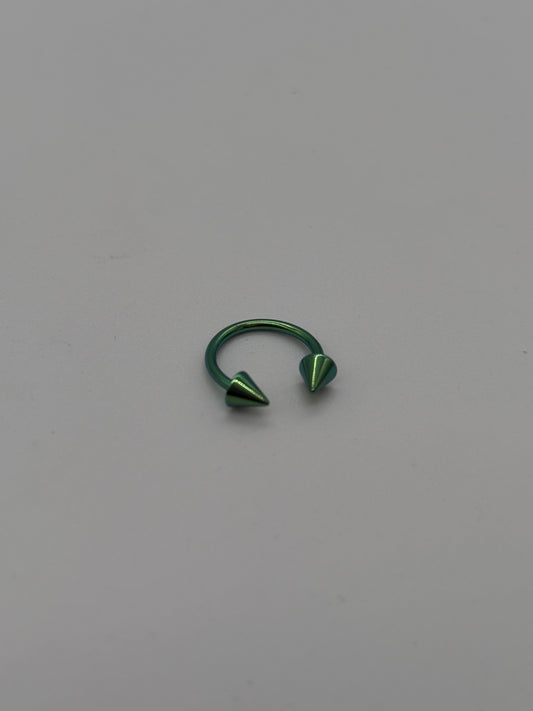 Light Green Titanium Horseshoe Piercing Ring – 5mm Cone