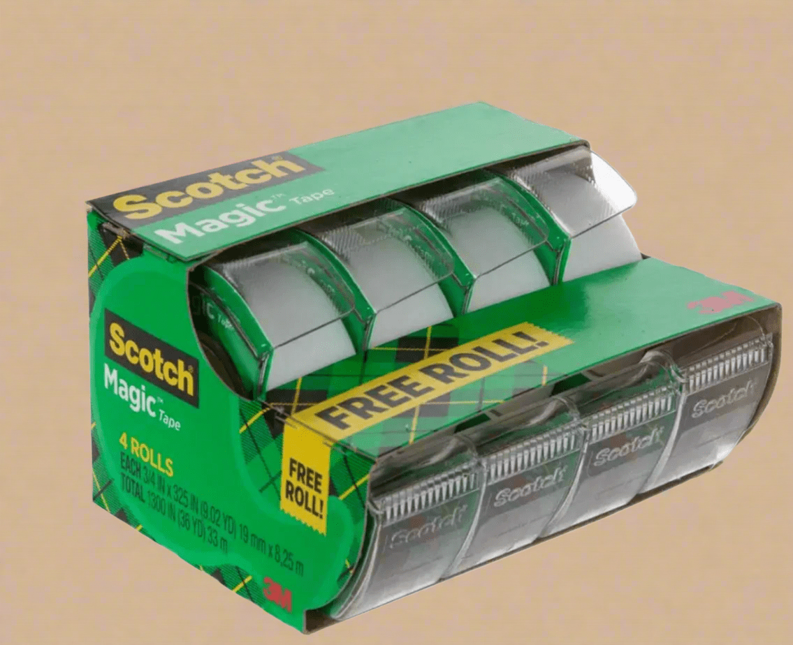 Two - Scotch Magic Tape 4-Pack, 3/4" x 325" (Includes Free Roll!) - COLO