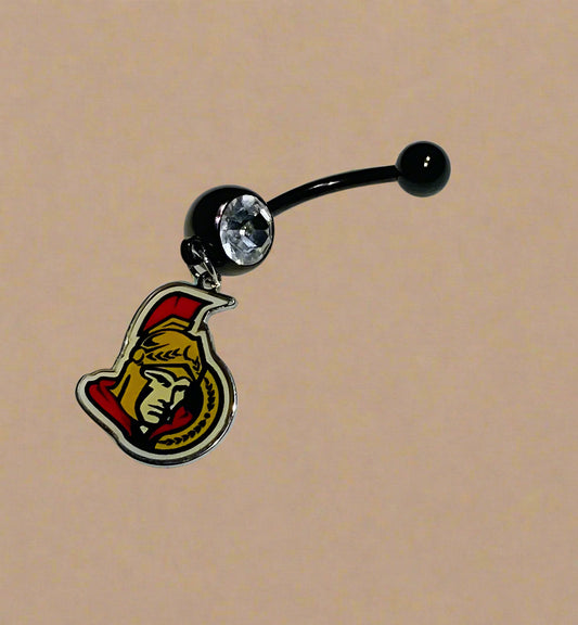 Ottawa Senators black stainless steel belly rings